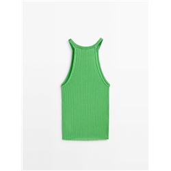 Top halter canalé desagujado