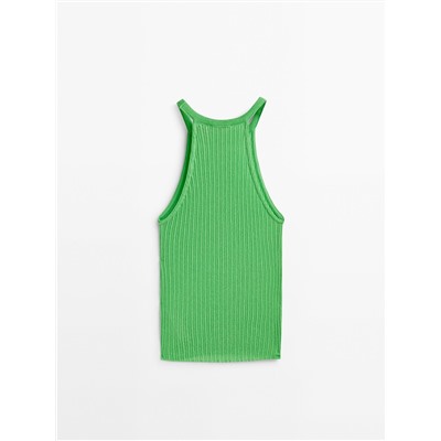 Top halter canalé desagujado