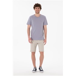 Erkek Regular Fit Bisiklet Yaka Gri Basic Tişört