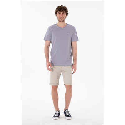 Erkek Regular Fit Bisiklet Yaka Gri Basic Tişört