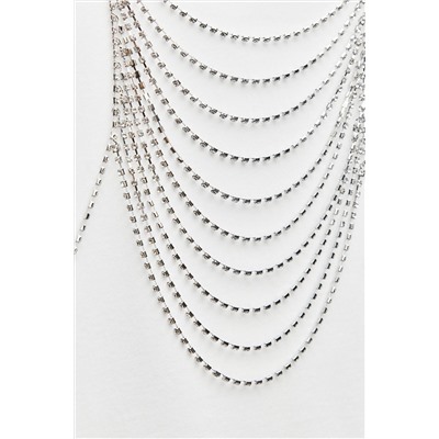 JEWEL-EMBELLISHED COLLAR T-SHIRT