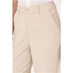 Kadın Taş Çizgili Loose Fit Kanvas Pantolon