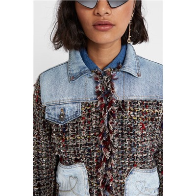 Cazadora bomber tweed y denim