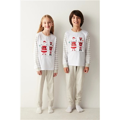 Penti Unisex Çocuk Beyaz Pijama Takımı PN66LIL123SK-WT3