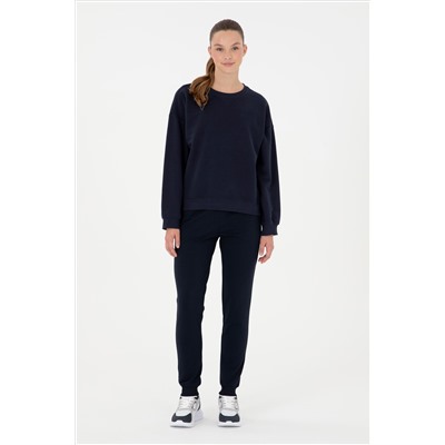 Kadın Lacivert Bisiklet Yaka Sweatshirt