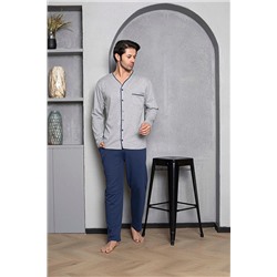AHENGİM Erkek Pijama Takımı Interlok Boy Düğmeli Pamuklu Mevsimlik M70172282 1-2-10001226