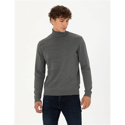 Gri Melanj Slim Fit Kazak