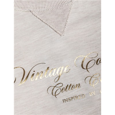 Свободный свитшот с принтом и разрезами из эластичного футера двухнитки без начеса