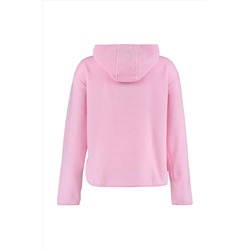 Pembe Kapüşonlu Kalın Polar Örme Sweatshirt TBBAW23AO00064