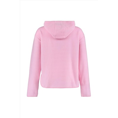 Pembe Kapüşonlu Kalın Polar Örme Sweatshirt TBBAW23AO00064