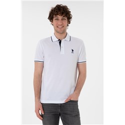 Erkek Slim Fit Polo Yaka Beyaz Basic Tişört