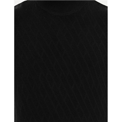 Siyah Slim Fit Yarım Balıkçı Yaka Triko Kazak