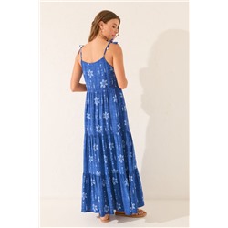 Vestido largo floral azul