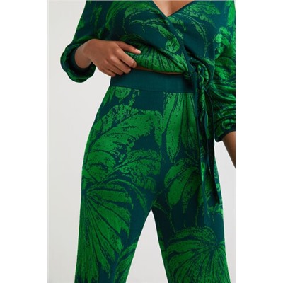 Pantalón wide leg jacquard