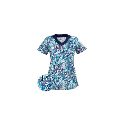 UA Have Hope Turquoise Scallop Neck Print Scrub Top