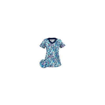 UA Have Hope Turquoise Scallop Neck Print Scrub Top