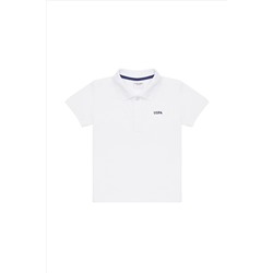 Erkek Çocuk Beyaz Basic Polo Yaka Tişört