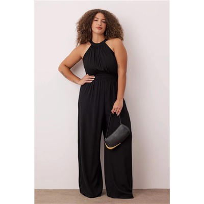 Siyah Halter Yaka Büyük Beden Tulum TBBSS25BG00018