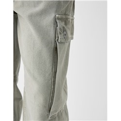 Faded-effect skater cargo trousers