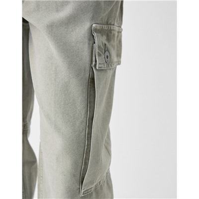 Faded-effect skater cargo trousers