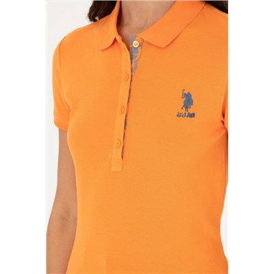 Kadın Turuncu Basic Polo Yaka Tişört