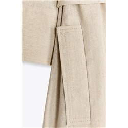 BELTED LINEN MINI DRESS