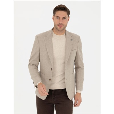 Bej Slim Fit Ceket