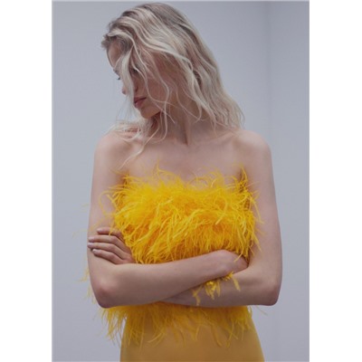 Top estilo bandeau plumas