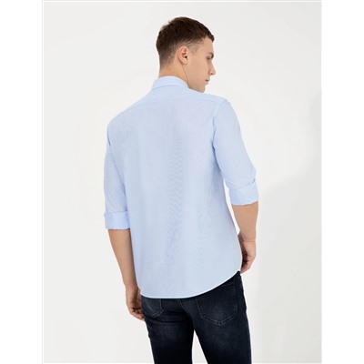 Açık Mavi Slim Fit Uzun Kollu Gömlek