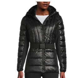 DKNY Belted Hooded Puffer Jacket