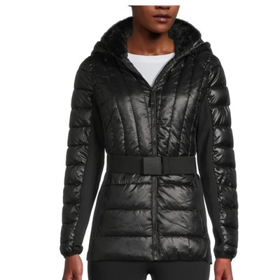 DKNY Belted Hooded Puffer Jacket