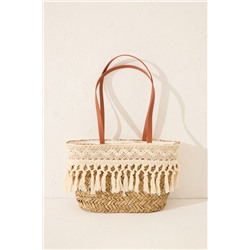Bolso capazo rafia y encaje
