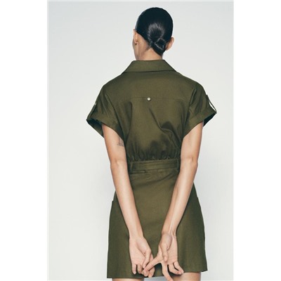 LINEN-BLEND MINI SHIRT DRESS