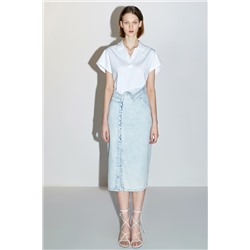 Falda midi vaquera Azul