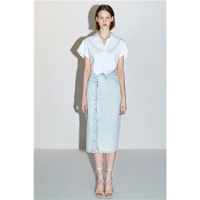 Falda midi vaquera Azul