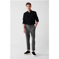 Avva Erkek Antrasit Arka Beli Lastikli Duble Paça Çizgili Esnek Relaxed Fit Rahat Kesim Jogger Pantolon A A31Y3020