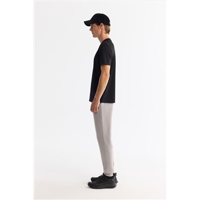 Siyah Bisiklet Yaka Elastan İnterlok T-Shirt