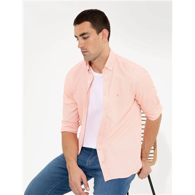 Turuncu Slim Fit Oxford Gömlek