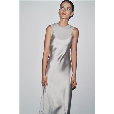 SATIN DRESS WITH WOOL