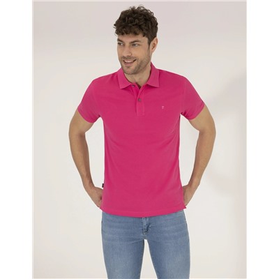 Pembe Slim Fit Polo Yaka Basic Tişört