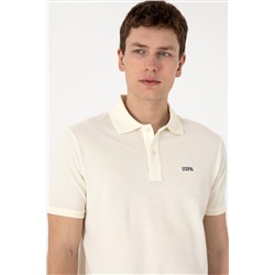 Erkek Regular Fit Polo Yaka Krem Basic Tişört