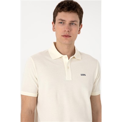 Erkek Regular Fit Polo Yaka Krem Basic Tişört