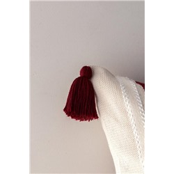 Virlet Kırlent Kılıfı - Kırmızı/Bej - 45x45 cm