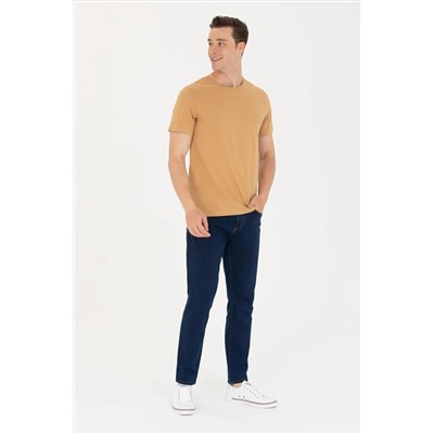 Erkek Camel Basic Bisiklet Yaka Tişört