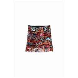 Minifalda drapeada patch floral