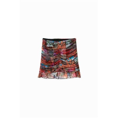Minifalda drapeada patch floral