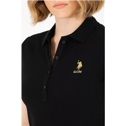 Kadın Siyah Basic Polo Yaka Tişört