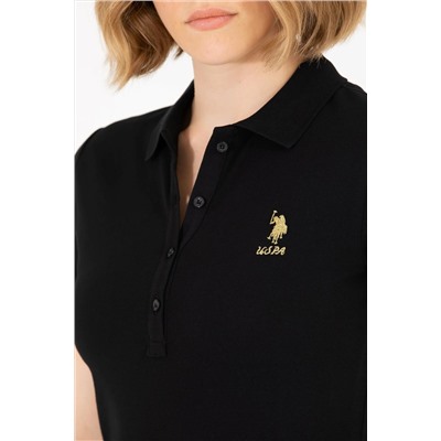 Kadın Siyah Basic Polo Yaka Tişört
