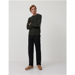 Pantalón de Sarga Regular Fit, Hombre, Negro