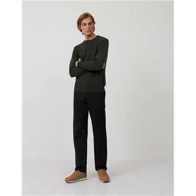 Pantalón de Sarga Regular Fit, Hombre, Negro